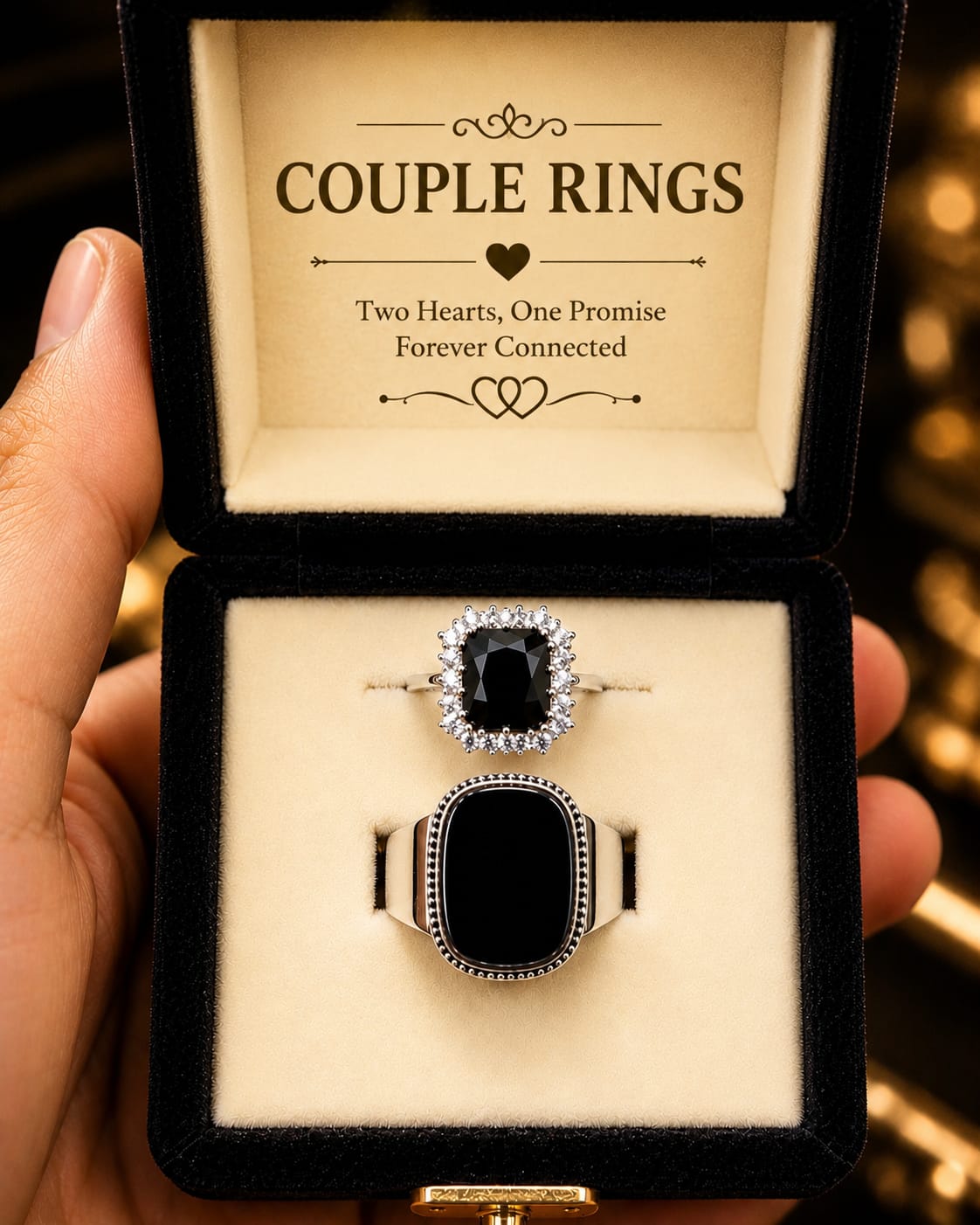Couple Rings | Elegant Black Matching Ring Set for Him & Her ❤️ | Premium Quality Gift
