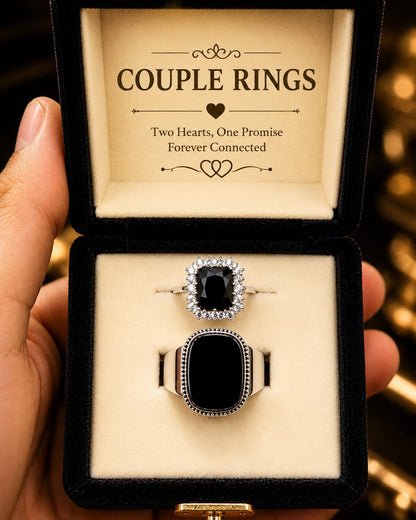 Couple Rings | Elegant Black Matching Ring Set for Him & Her ❤️ | Premium Quality Gift