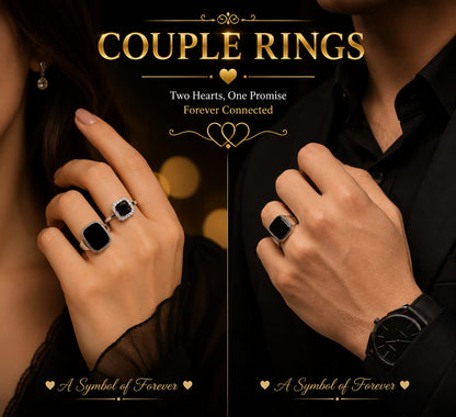 Couple Rings | Elegant Black Matching Ring Set for Him & Her ❤️ | Premium Quality Gift