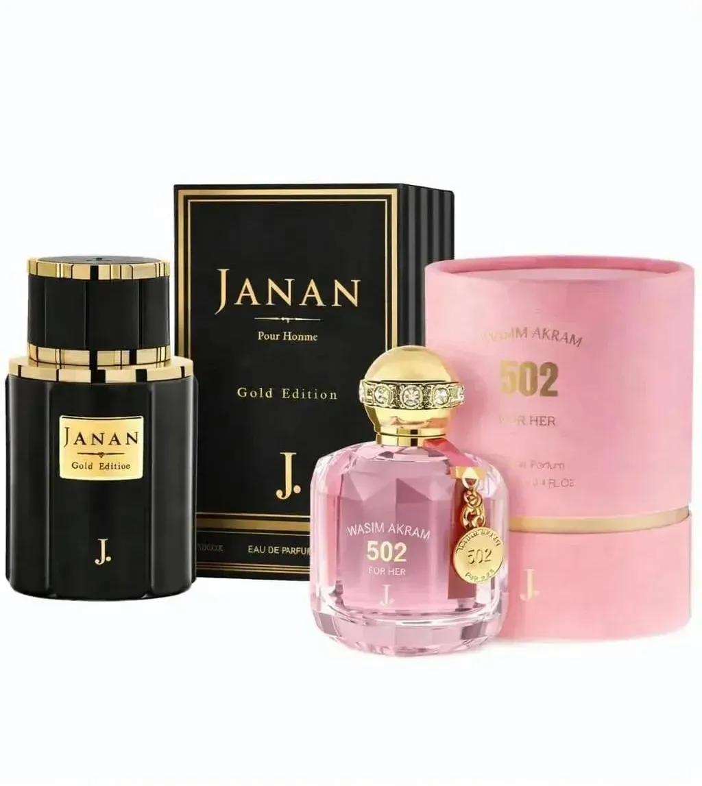 🎁 Luxury Couple Perfume Combo - Janan Gold Edition & Wasim Akram 502 (Pack of 2) ✨